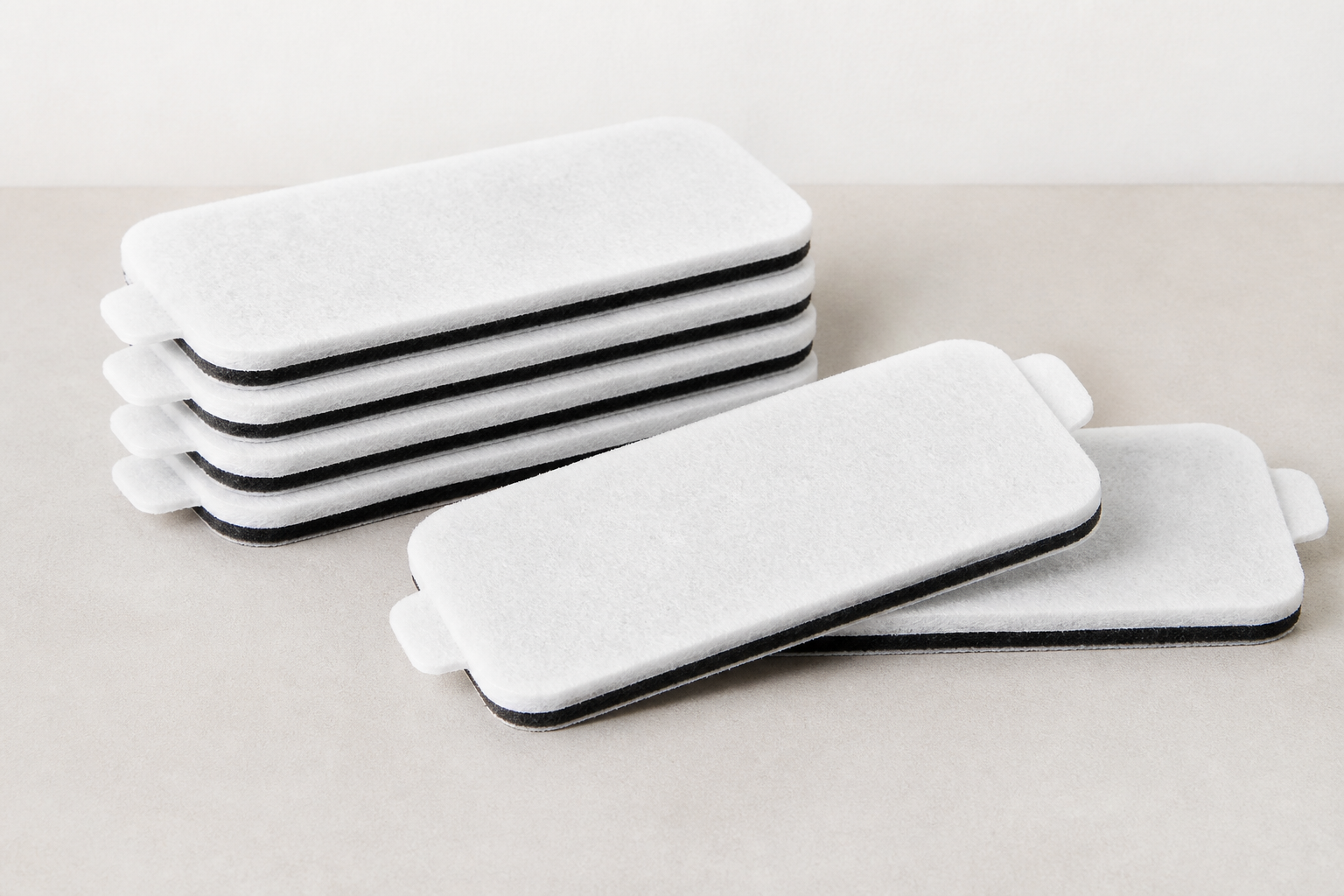 Generic rectangular layered pet fountain filter cartridges with rounded corners and small side tabs